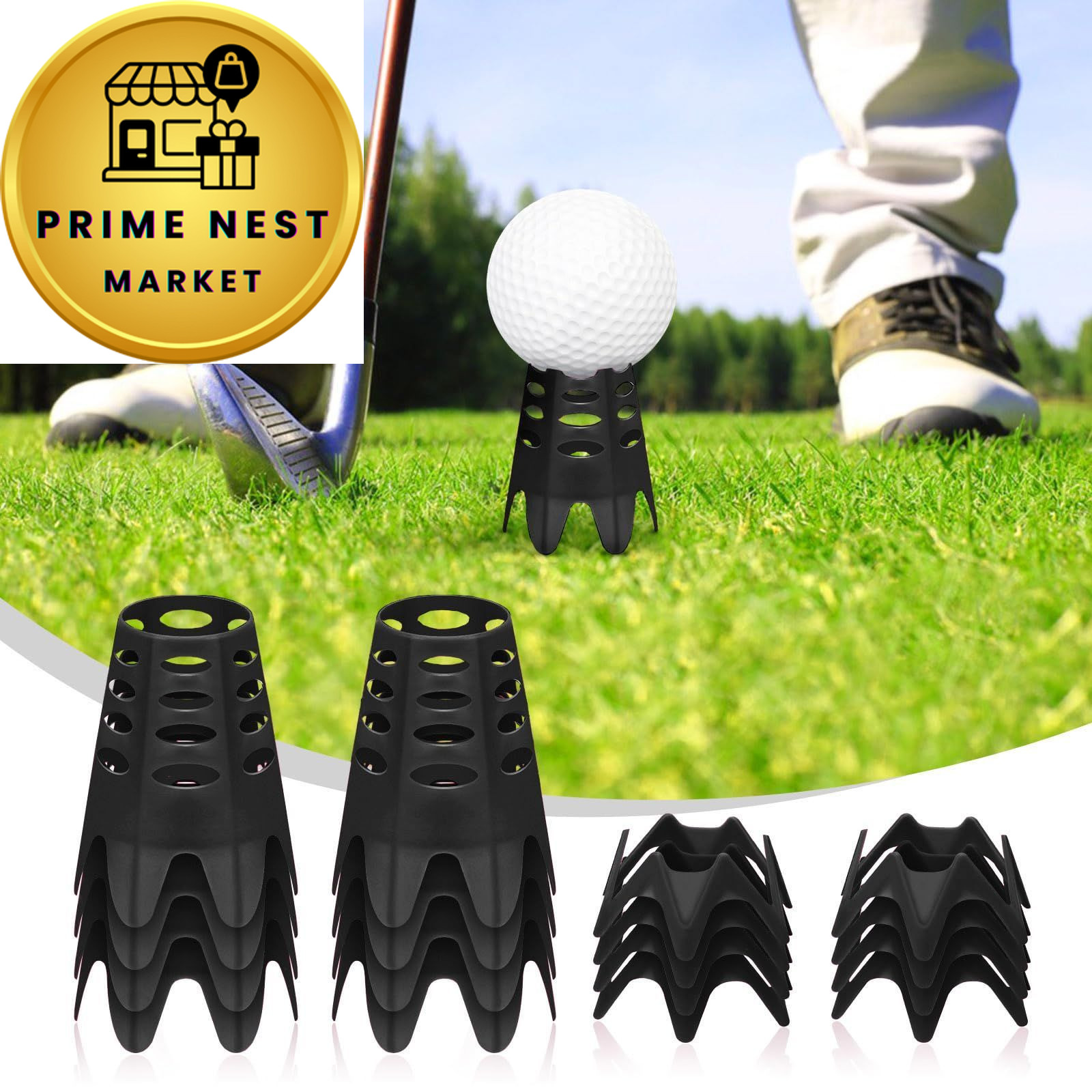 Rolitwils Golf Simulator tees, 24Pcs Plastic Mat Tees for Home, Black