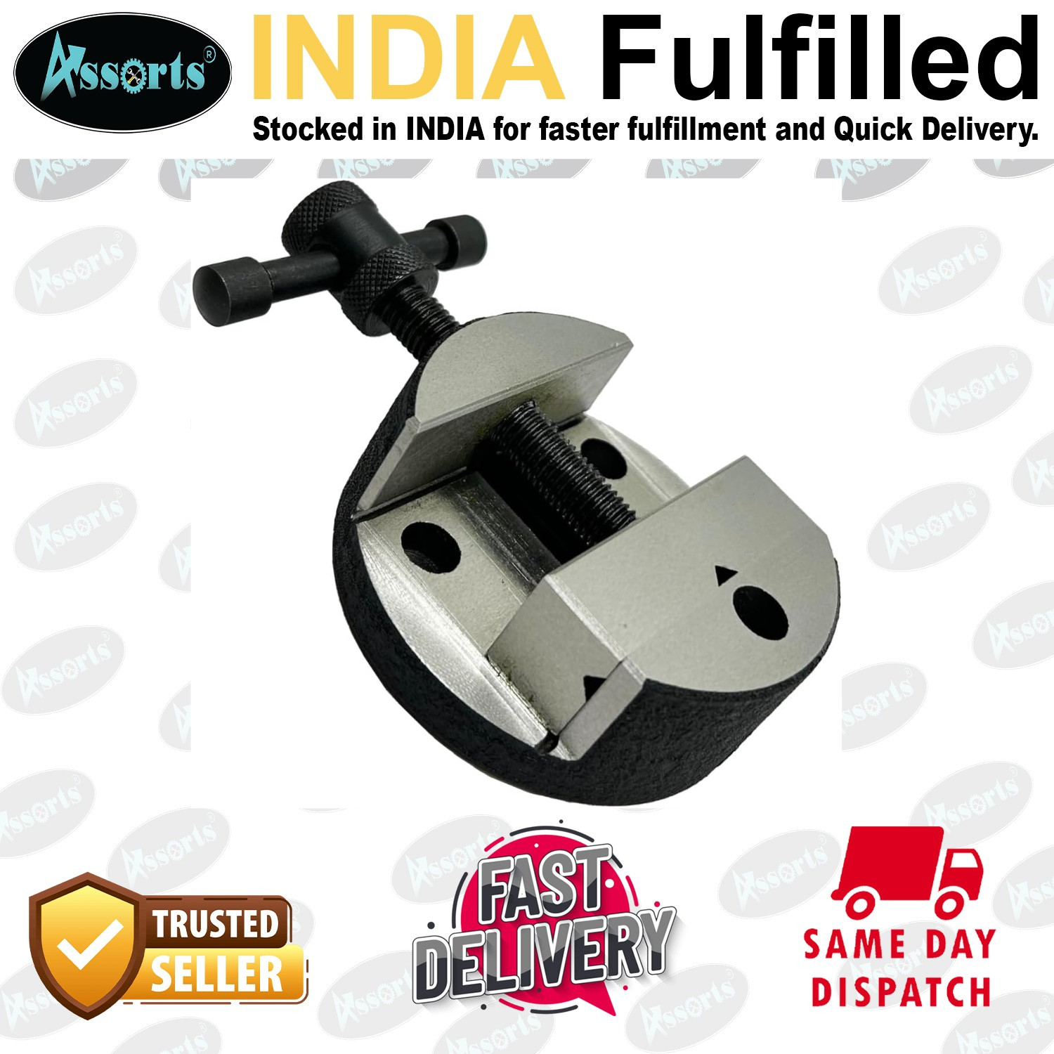 80mm Round Vice for Rotary Table Milling with M6 T-Nuts & Bolts.