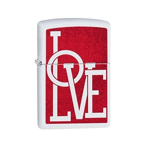 Zippo Typographic Love White Matte 29085
