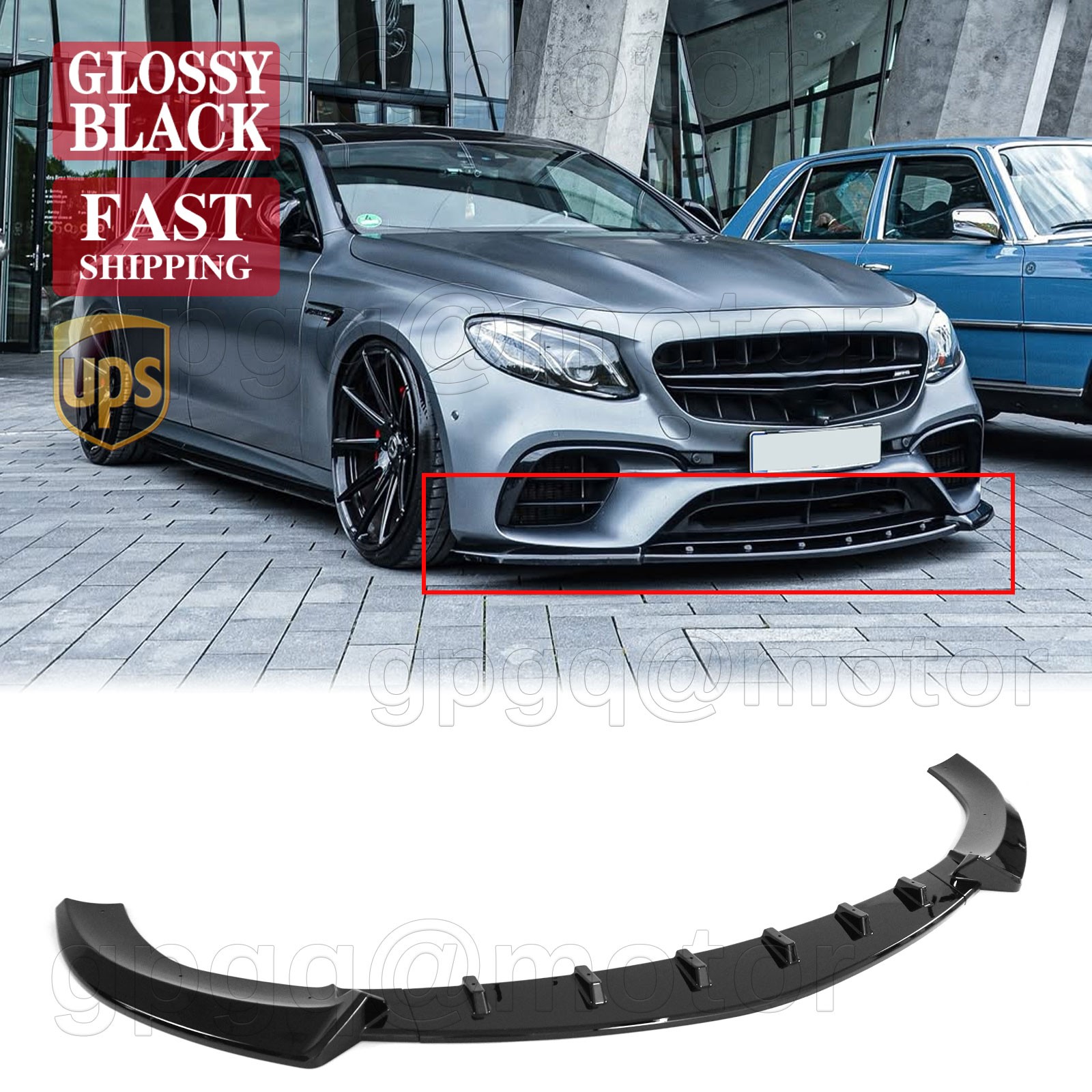 For Mercedes Benz E63 AMG W213 Sedan 2018-2020 Glossy Black Front Bumper Lip Kit