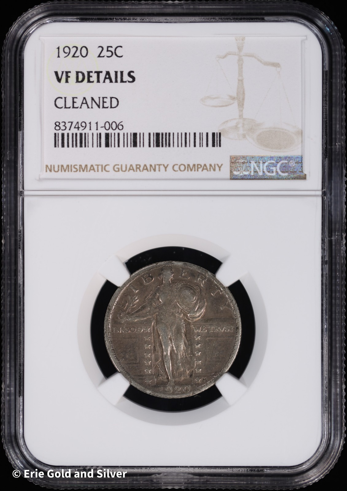 1920 25C Standing Liberty Quarter NGC VF Details