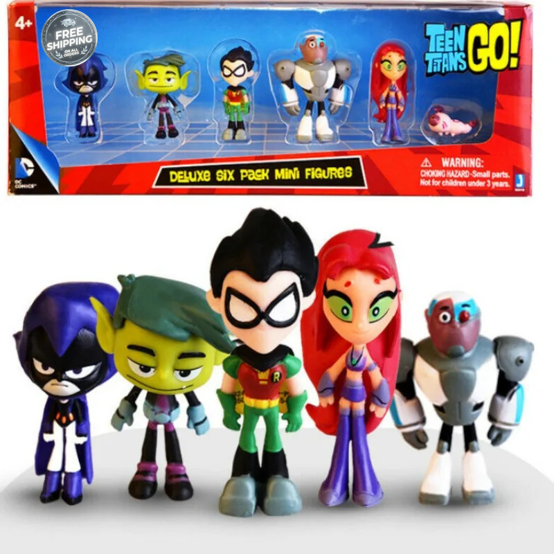 Teen Titans Go Deluxe Six Pack 6 Mini Figure set. New. Free Ship Mint In Box