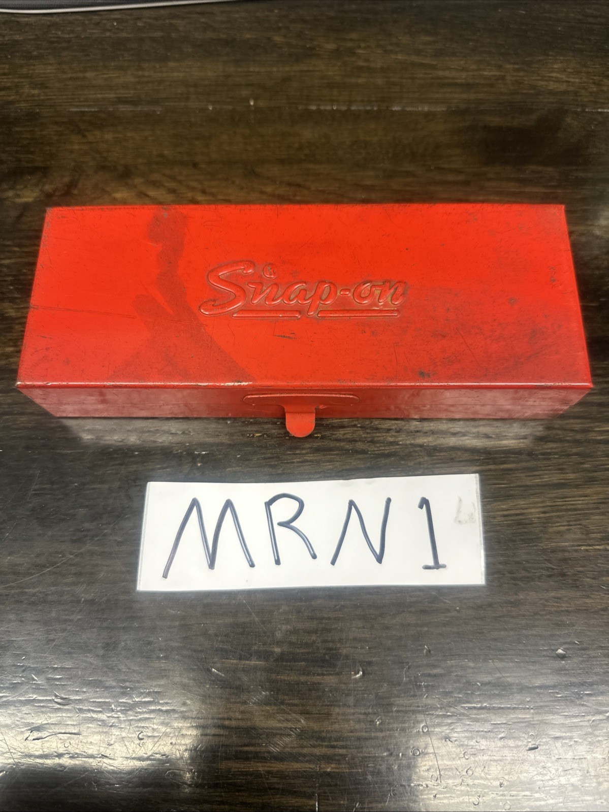SNAP-ON TOOLS VINTAGE SMALL RED METAL SOCKET SET STORAGE BOX KRA-222B