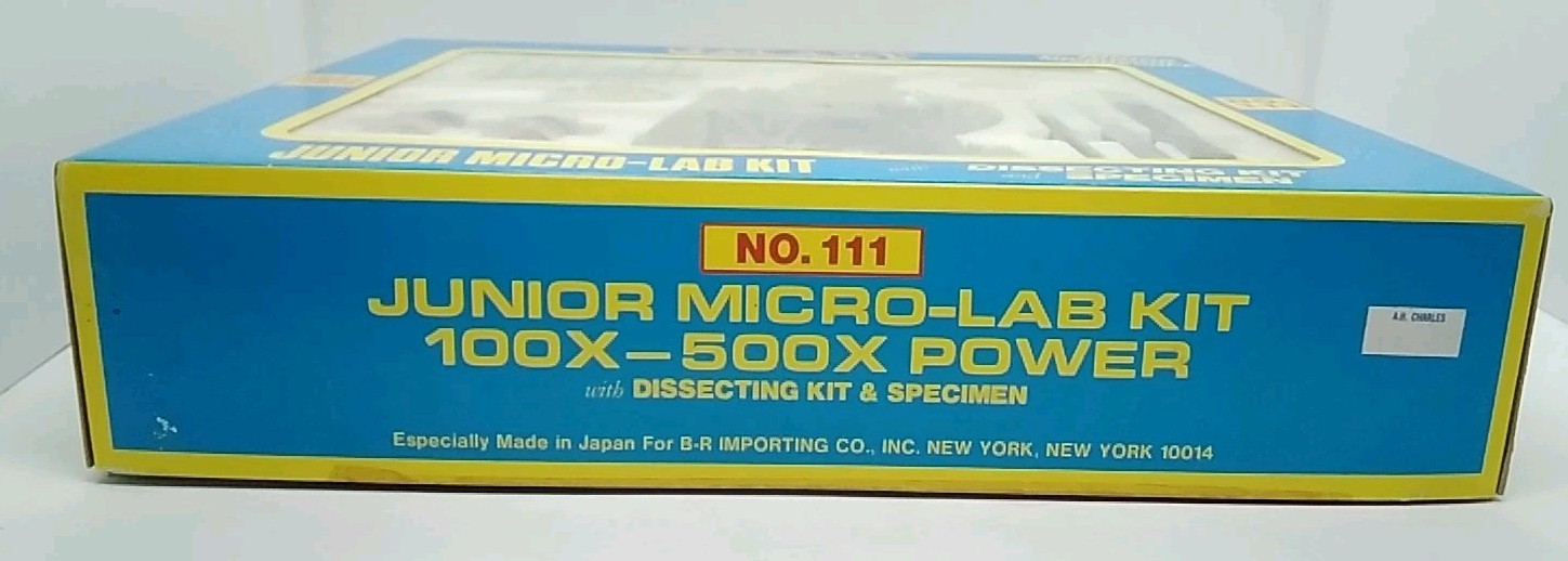 vtg Galaxy Microscope Junior Micro-Lab Dissecting Kit 100x-500x #111 w/Paper MIB