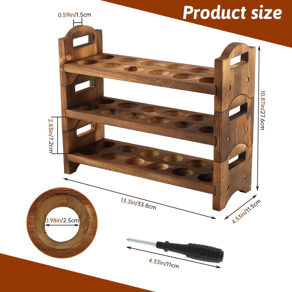3-Tier Wooden Egg Holder Countertop Storage 36-Hole Stackable Rack Fresh
