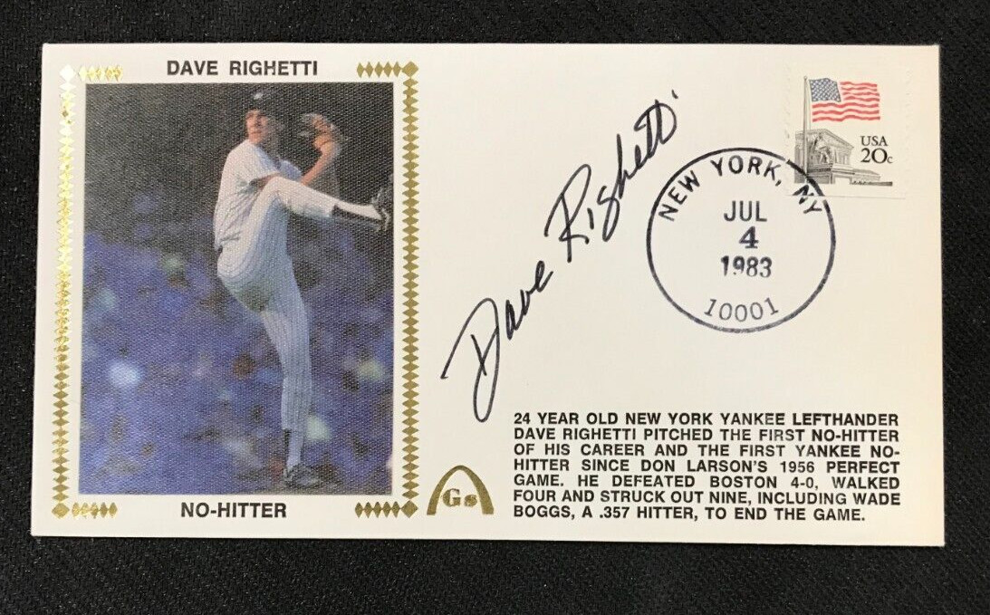 Dave Righetti Signed First Day Envelope AUTO Cachet MLB Yankees 1983 No-Hitter!