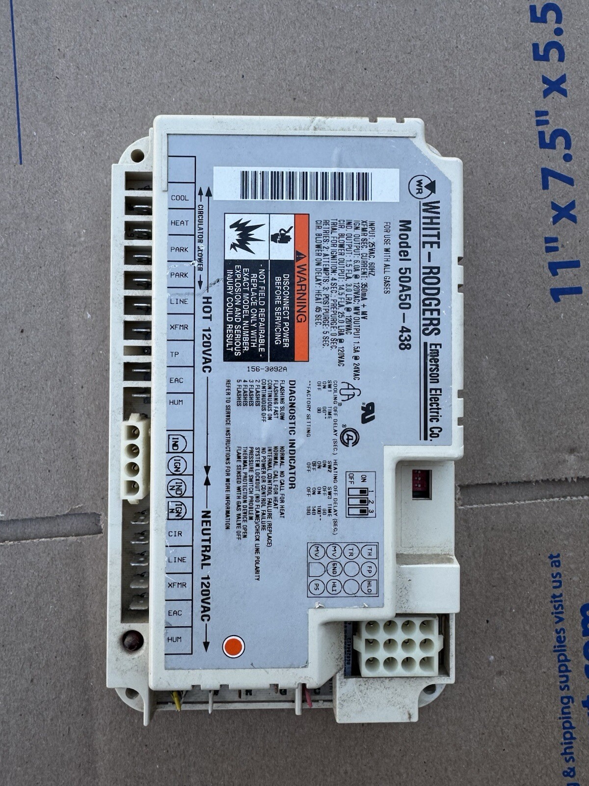 OEM White Rodgers Furnace Fan Control Circuit Board 50A50-438