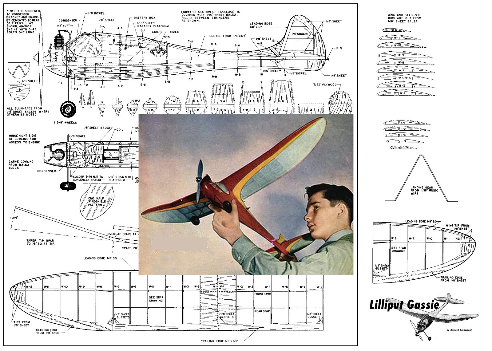 Model Airplane Plans (FF): LILLIPUT GASSIE 36" Class A (Bernard Schoenfeld 1947)