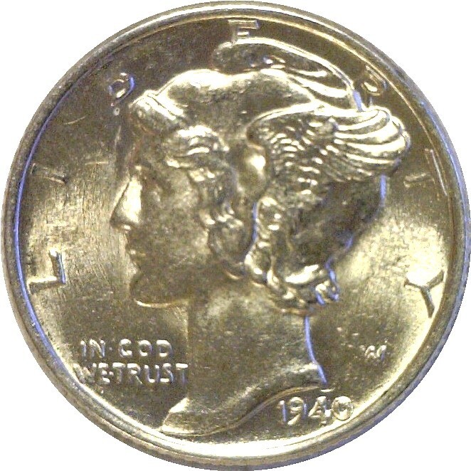 1940 10C Mercury Dime Silver Uncirculated
