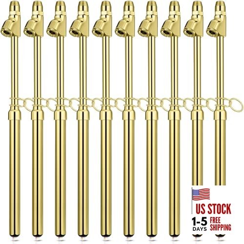 10 Pack Tire Pressure Gauge Heavy Duty Air Pressure Tire Gauge Dual Head gold