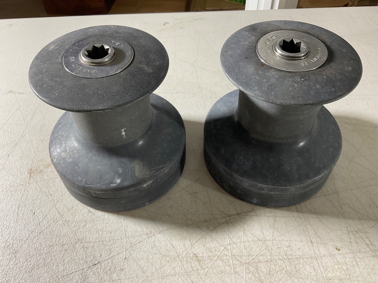 Pair Barient 25 winches. Aluminum. Double speed. Bronze internals. 2 winch hndls