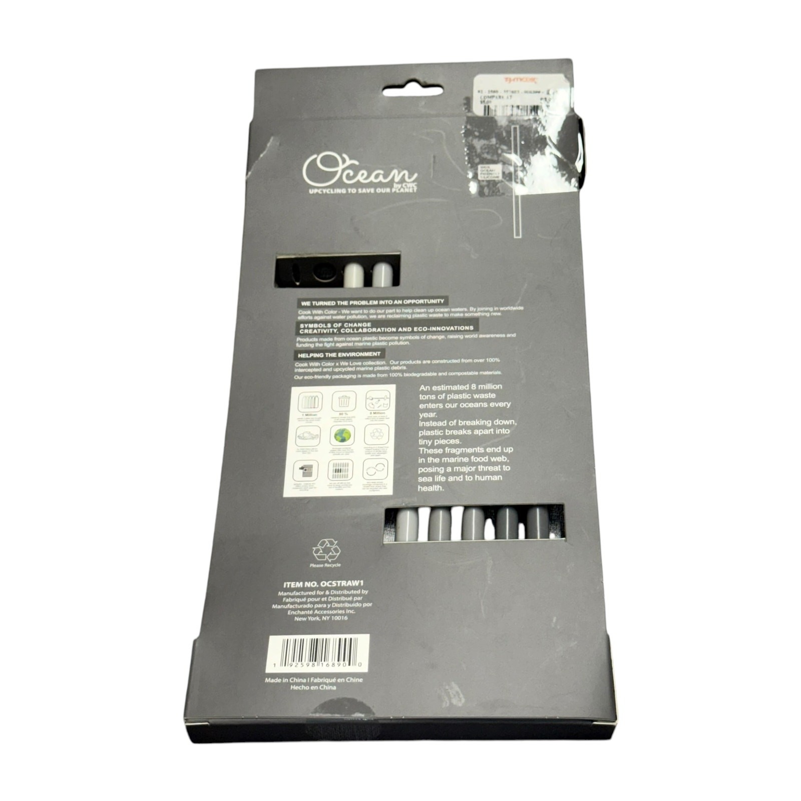 Ocean Reusable Straws Set Made With Recycled Ocean Plastic 7 Pack