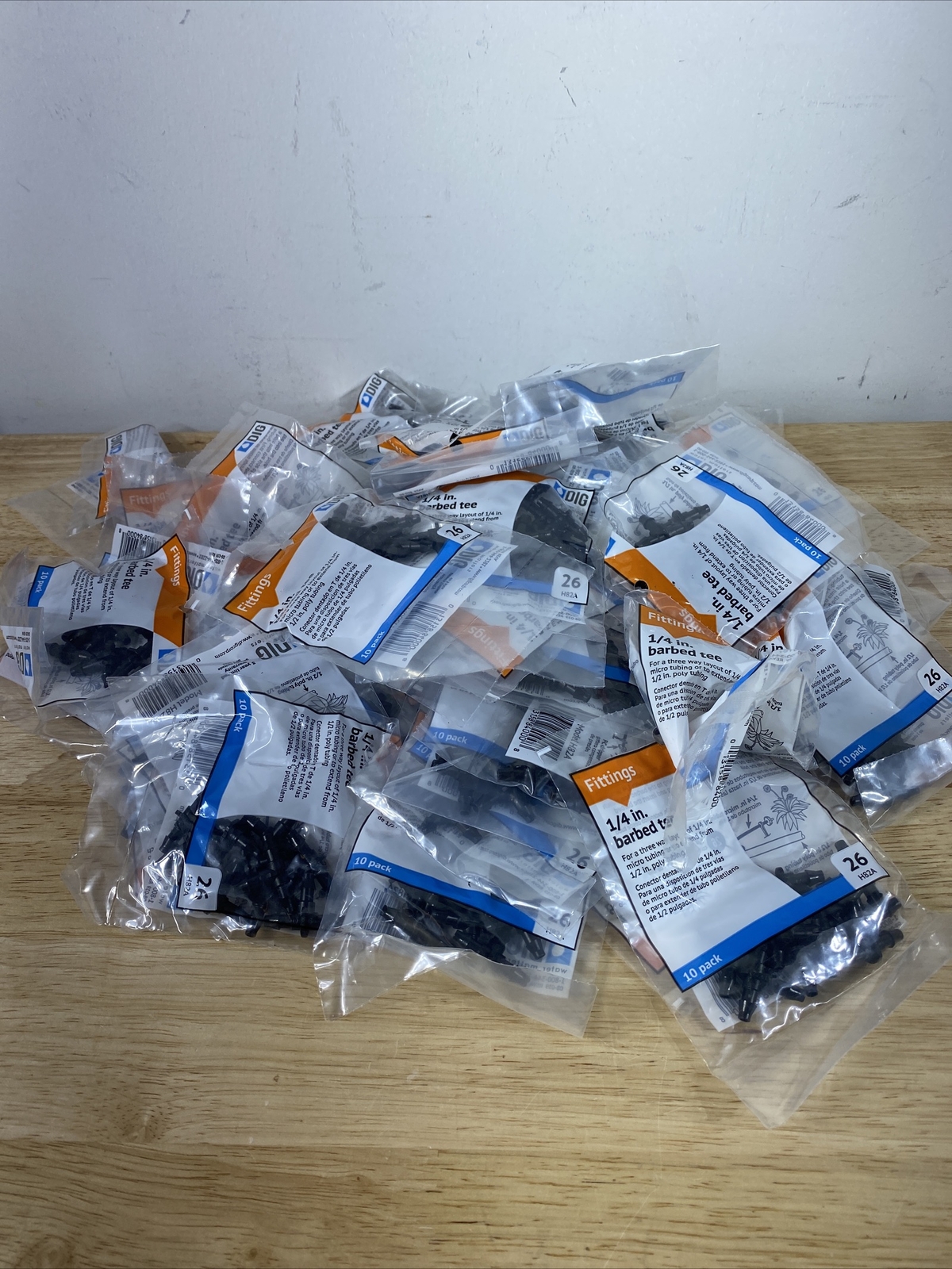 DIG Durable High Quality 1/4 in. Barbed Tees 10 Pack Black - Lot Of 50 Packs