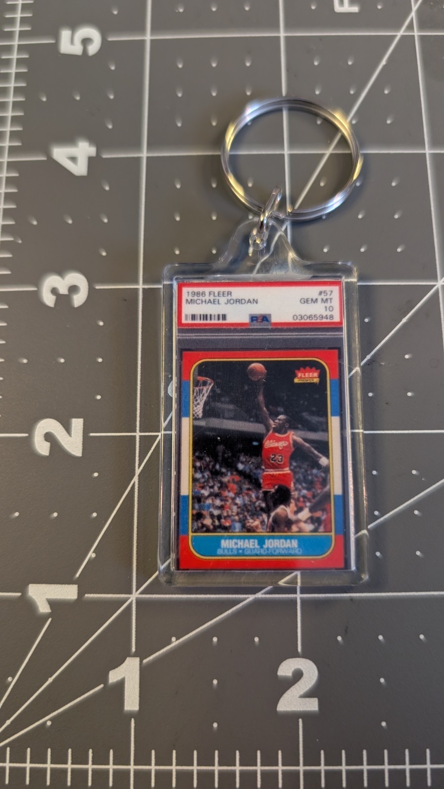 1986 Fleer Michael Jordan Rookie PSA 10 Keychain!
