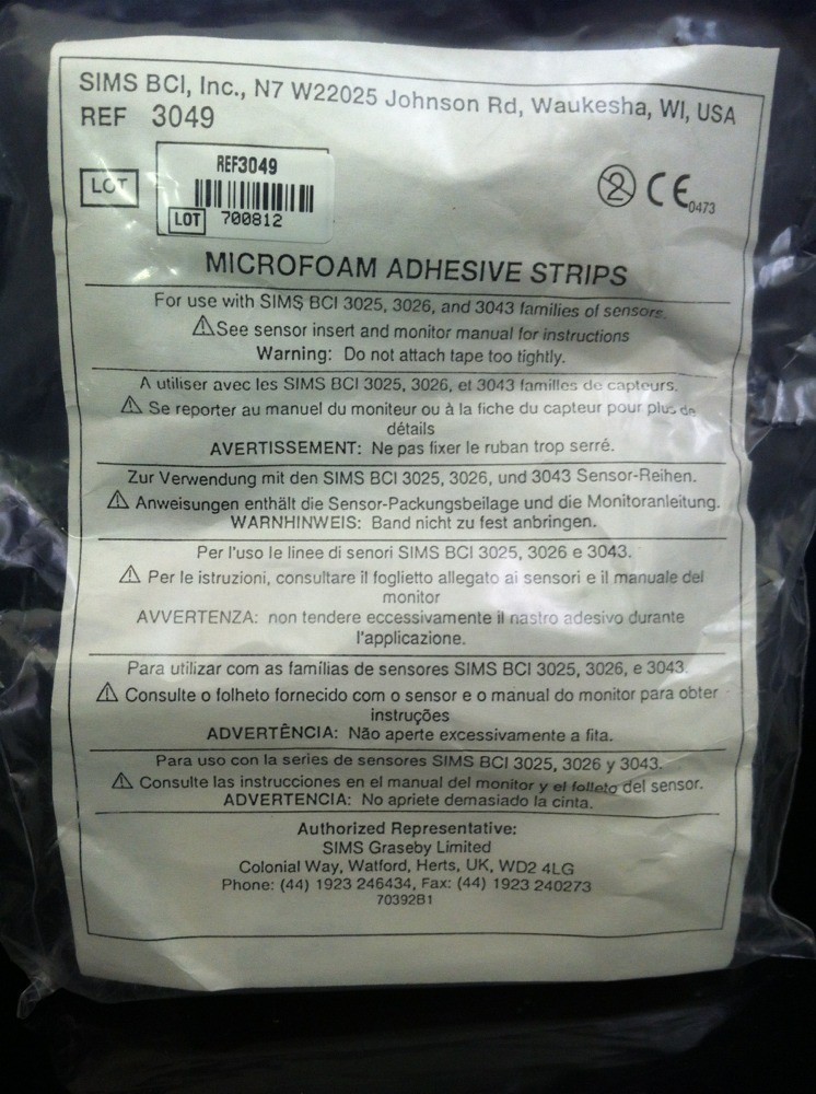 40 MICROFOAM ADHESIVE STRIPS For Use With SIMS BCI 3025 3036 3043 Sensors 3049