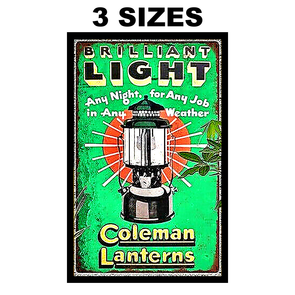 COLEMAN SIGN STICKER  VINTAGE REPLICA CAMPING COLEMAN LANTERNS  3 SIZES