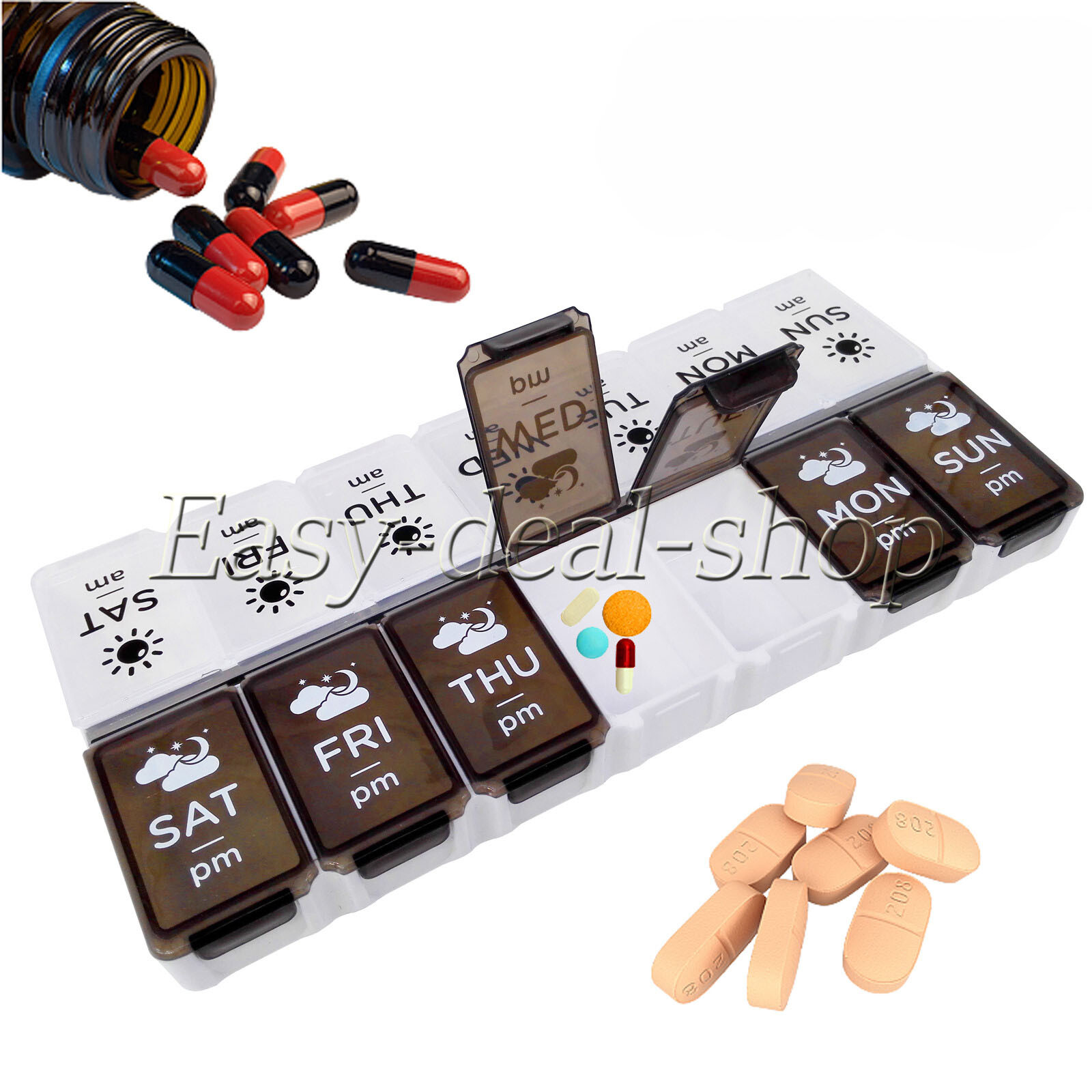 Weekly Pill Box Organizer Twice a Day 7 day AMPM Organizer Medicine Storage
