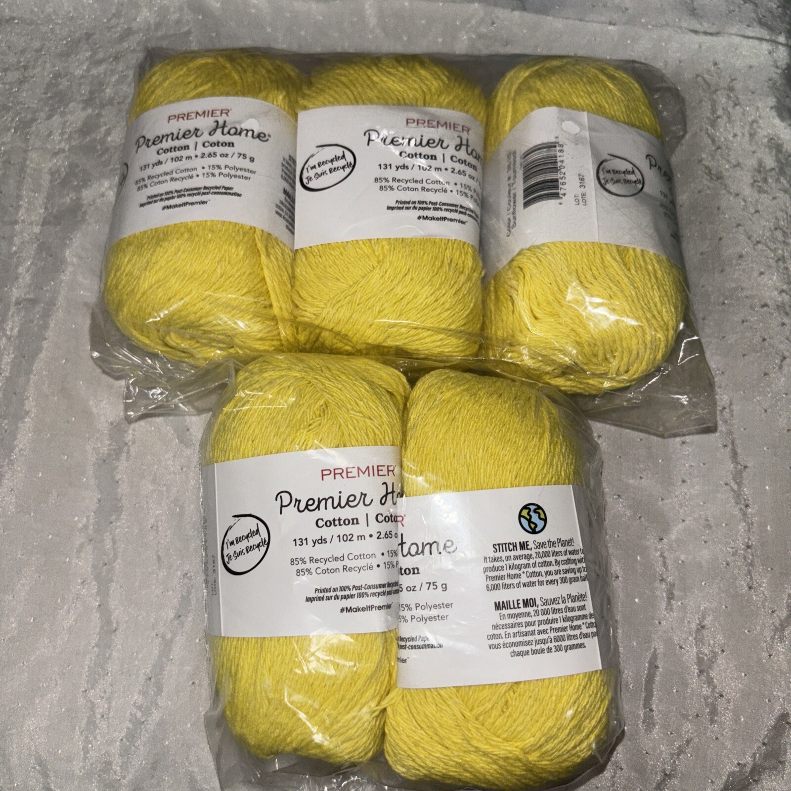 Premier Home Cotton Yarn-Sunflower 38-20 NIP Lot Of 5 SAME DYE LOT