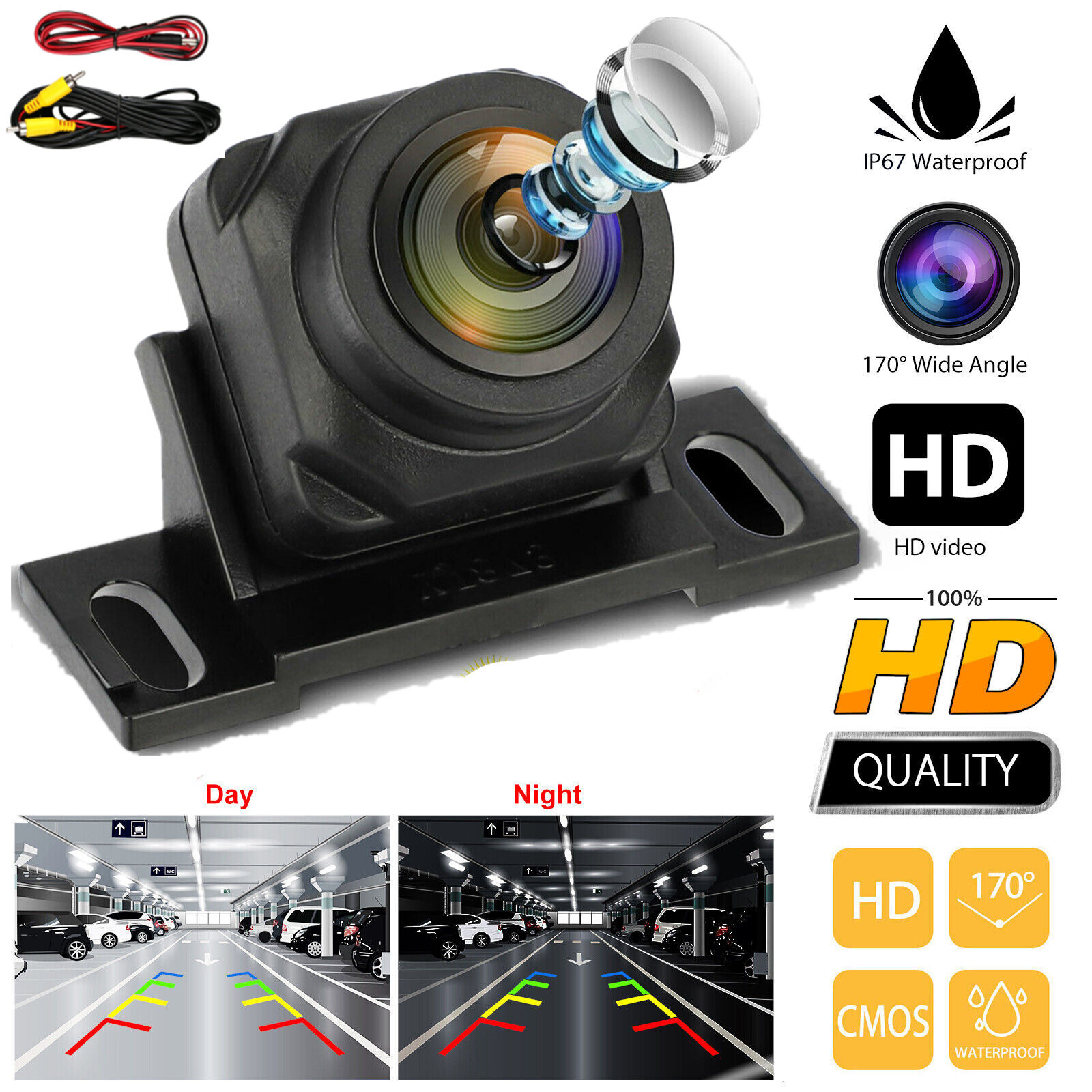 Car Rear View Backup Camera Reverse Parking Waterproof CMOS Night Vision 1080P