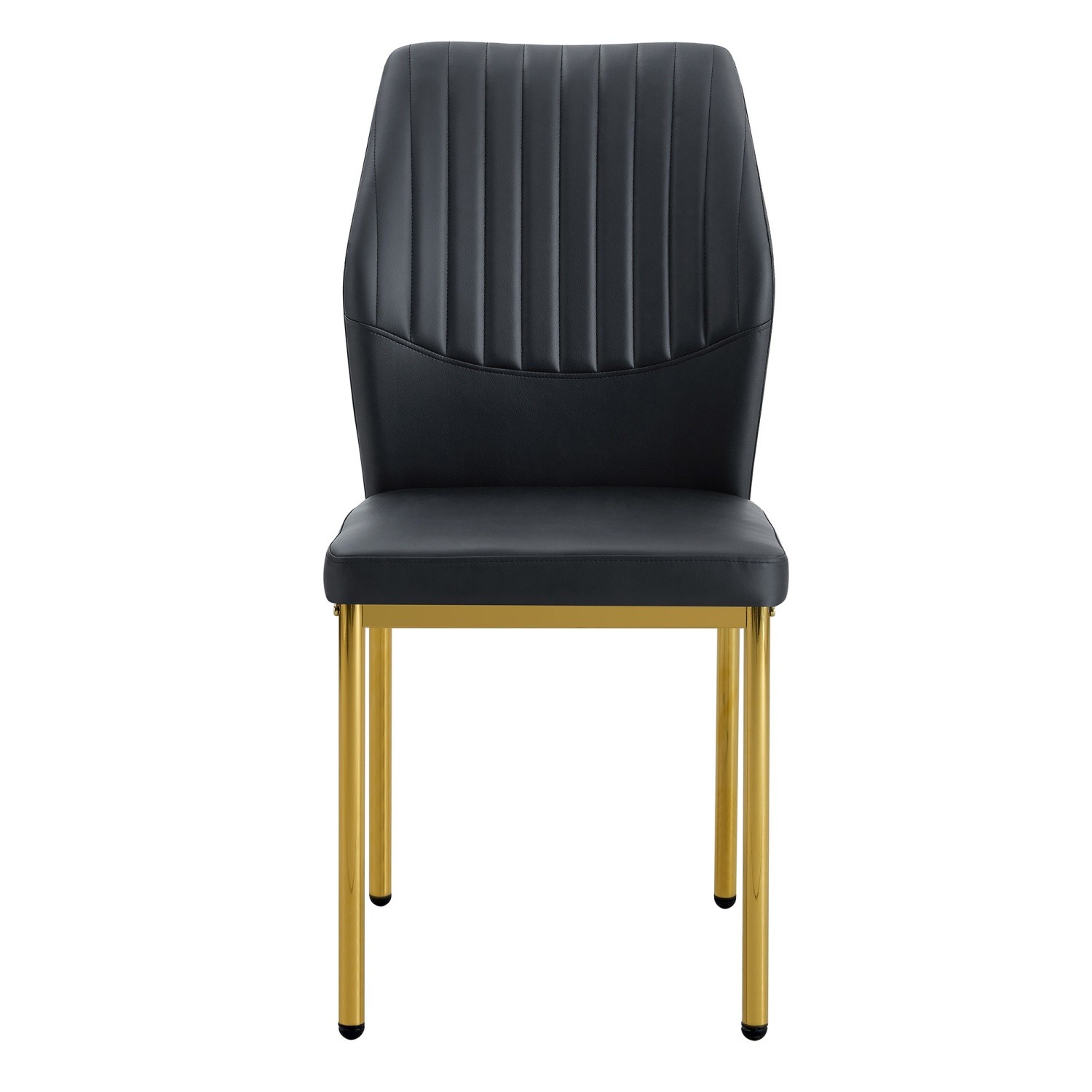 Set of 4 Black PU Leather Upholstered Kitchen Dining Chairs w/ Metal Gold Legs