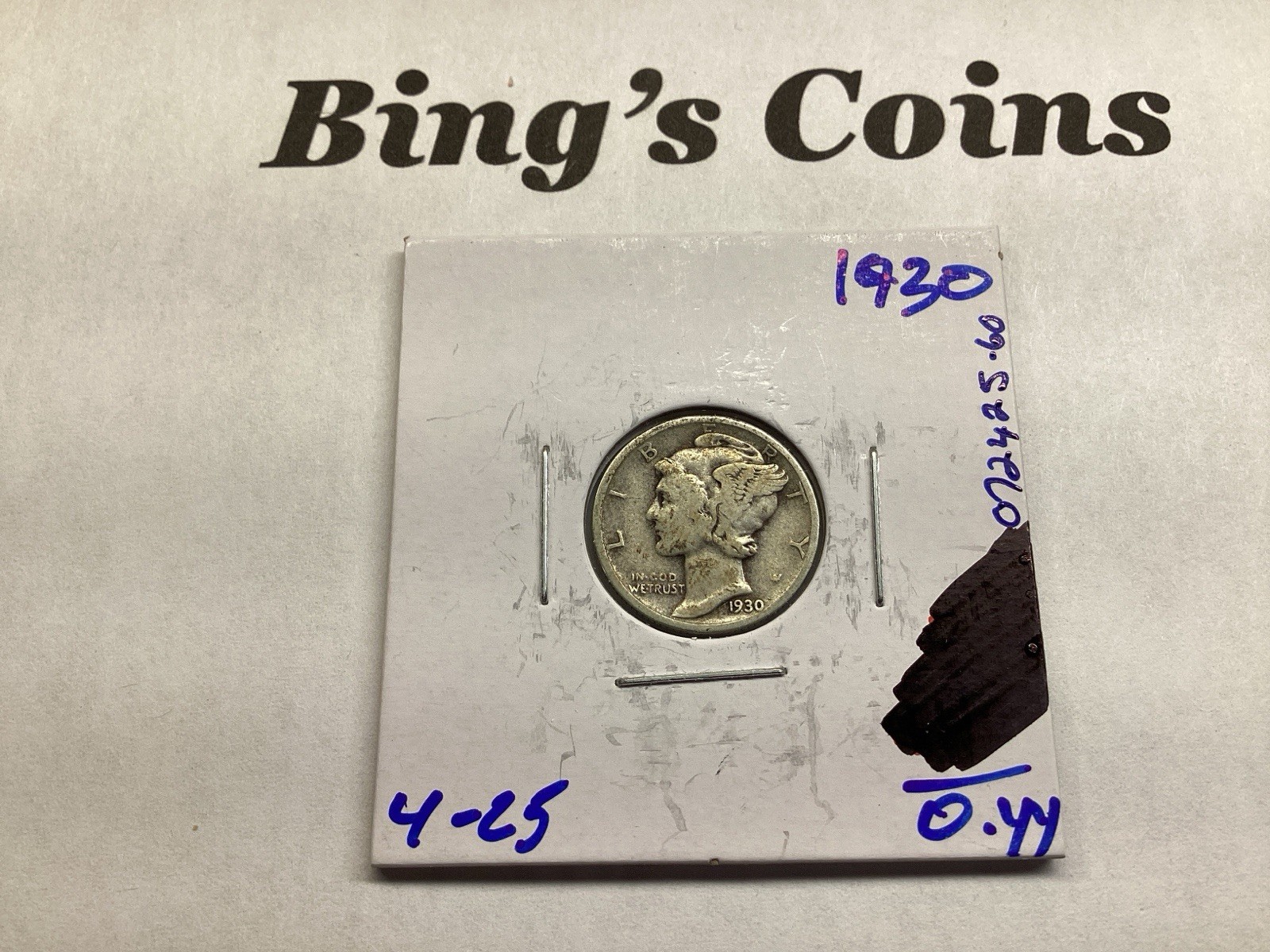 1930 Mercury 90% Silver Dime in Fine Condition with 90% Silver 072425 60d