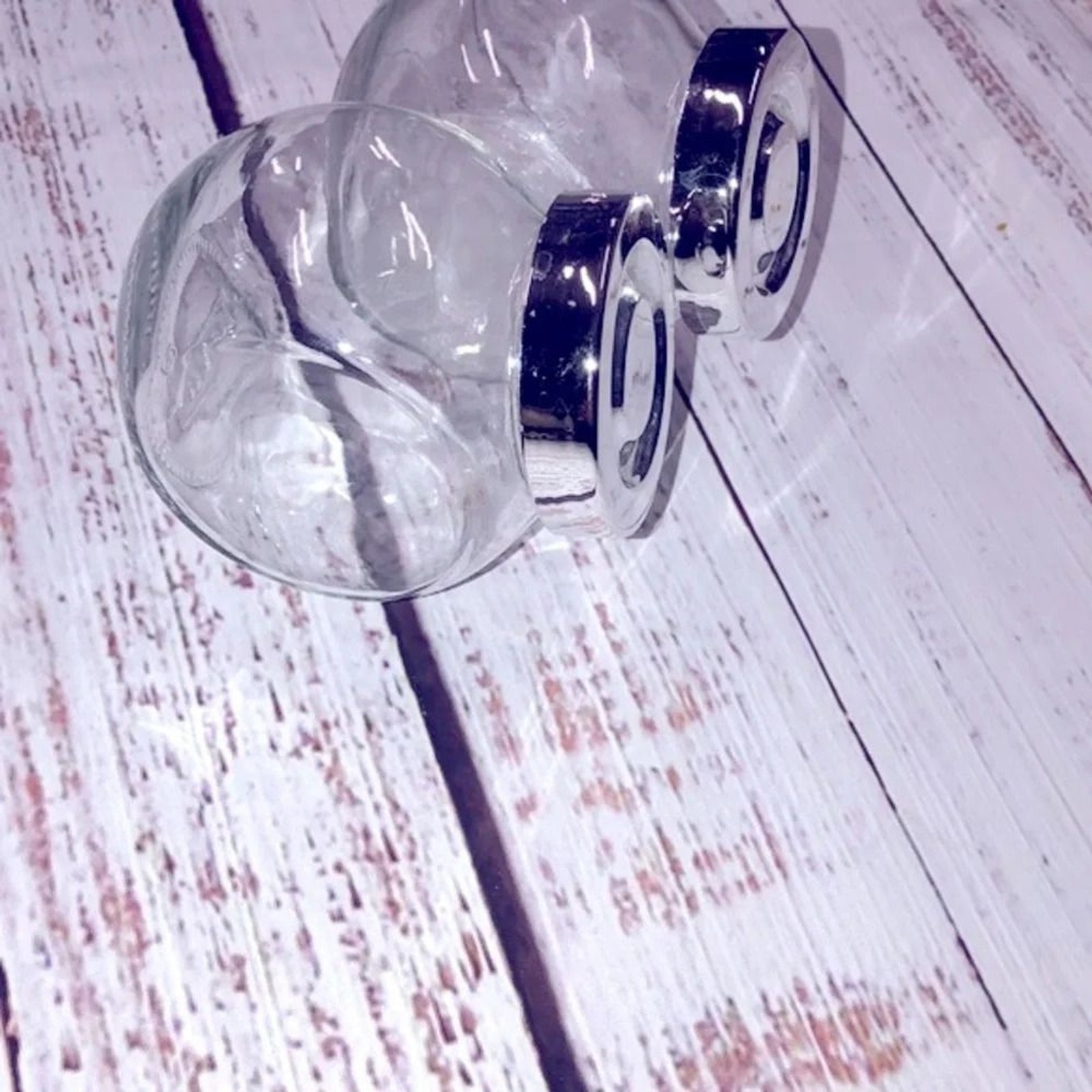 Set of two miniature IKEA glass jars