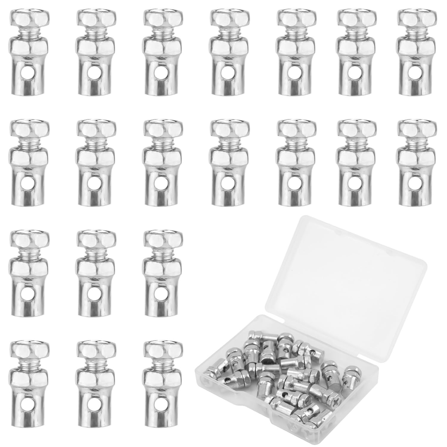 20pcs Universal 1/8" Clutch Brake Throttle Cable Ends, Go Kart Medium, Silver