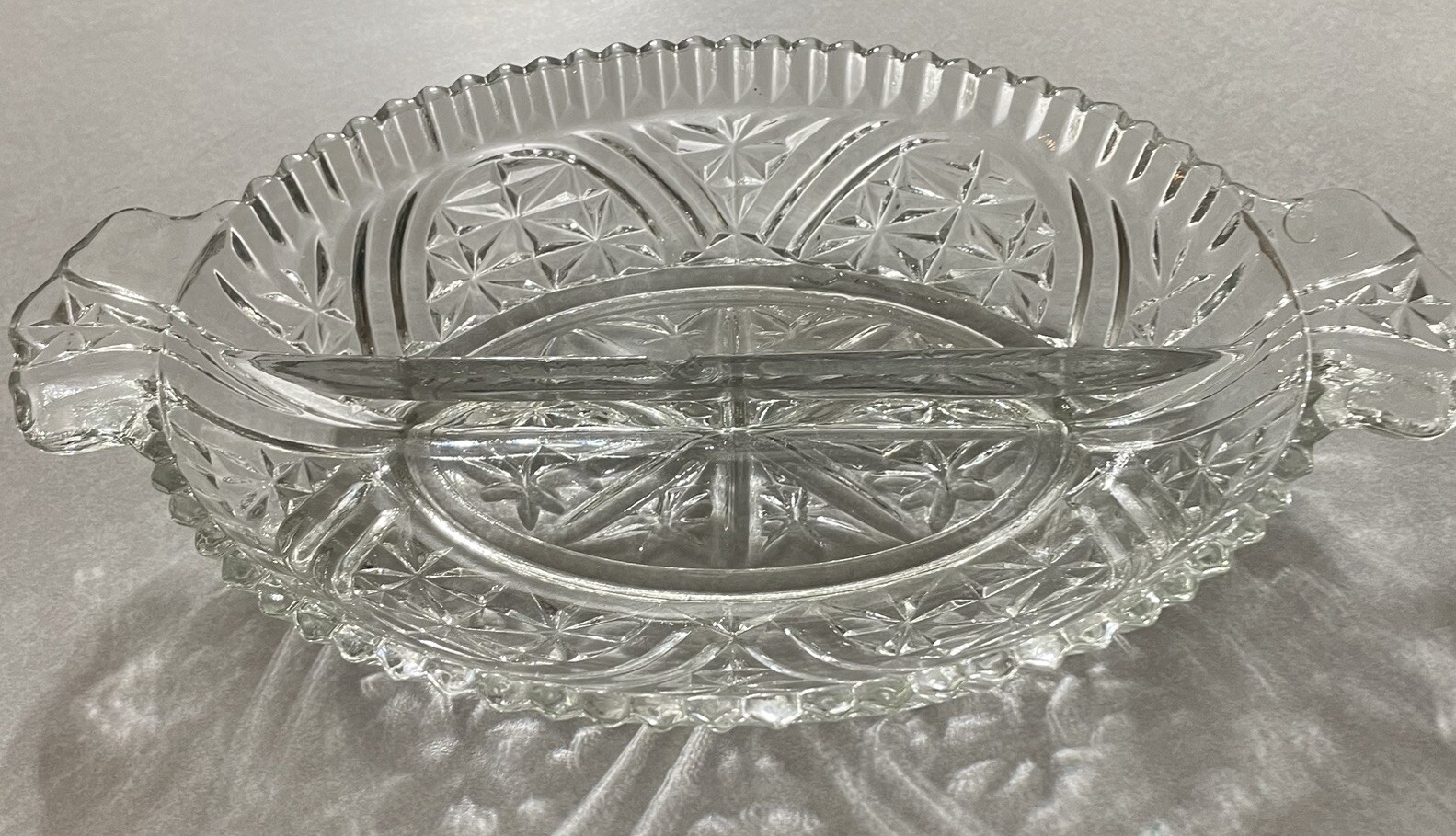 crystal candy dish with divider