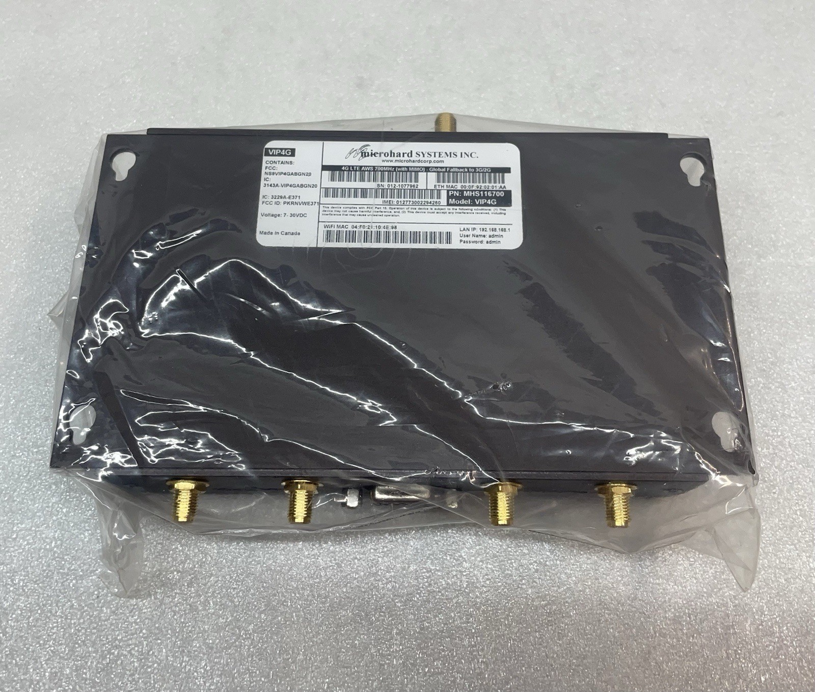 New Open MicroHard Systems VIP4G Cellular Modem MHS116700