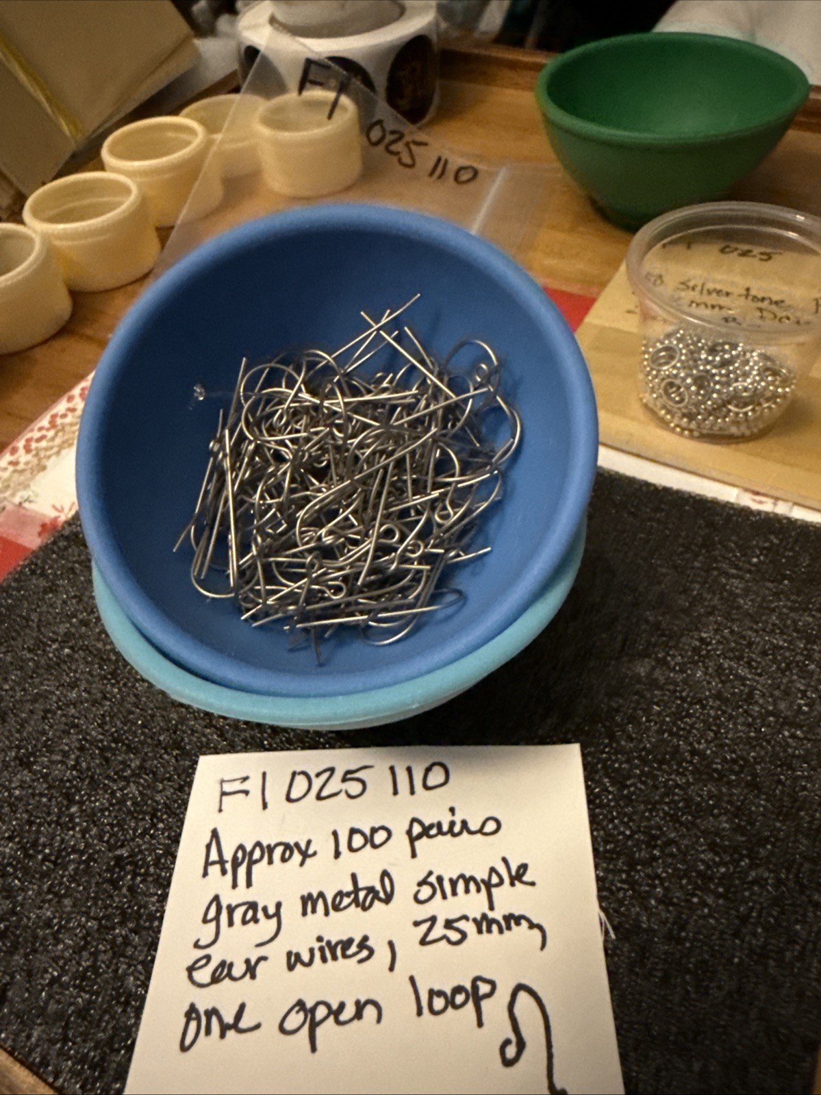 Approximately 100 Pairs Grey Metal Earwires 25mm One Open Loop. New. US Seller