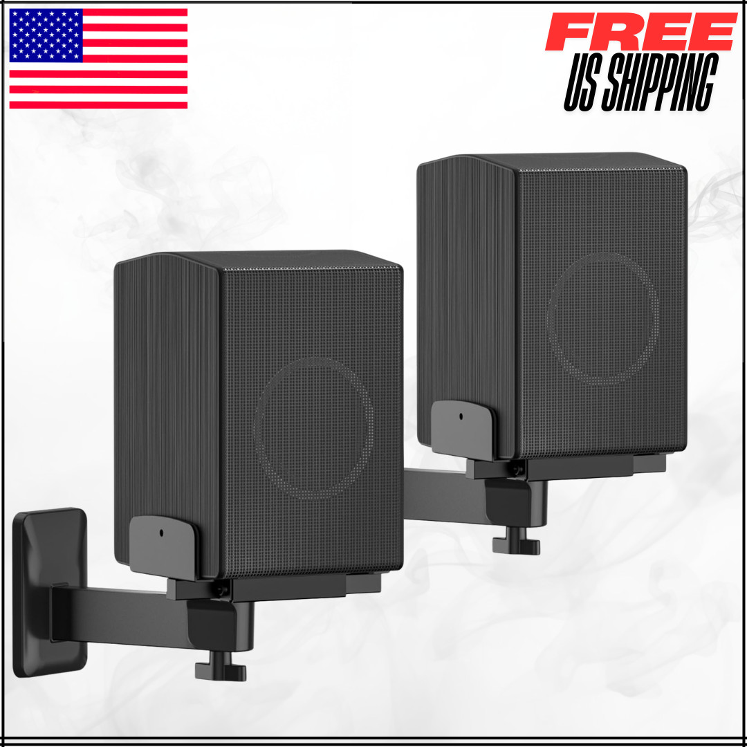 Speaker Wall Heavy Duty Mount Brackets Pair Stand For Bookshelf Studio Monitor