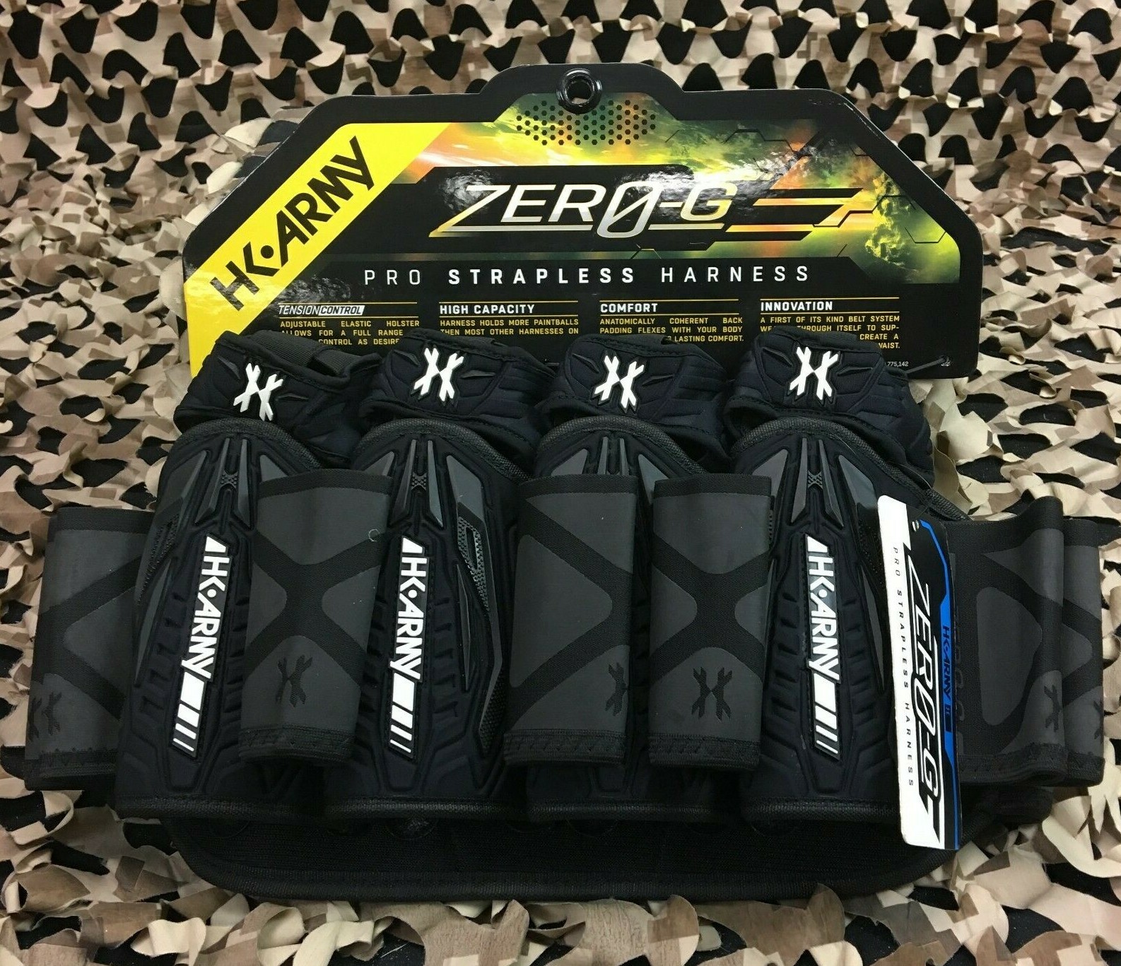 NEW HK Army Zero-G 2.0 4+3+4 Paintball Harness - Black/Black