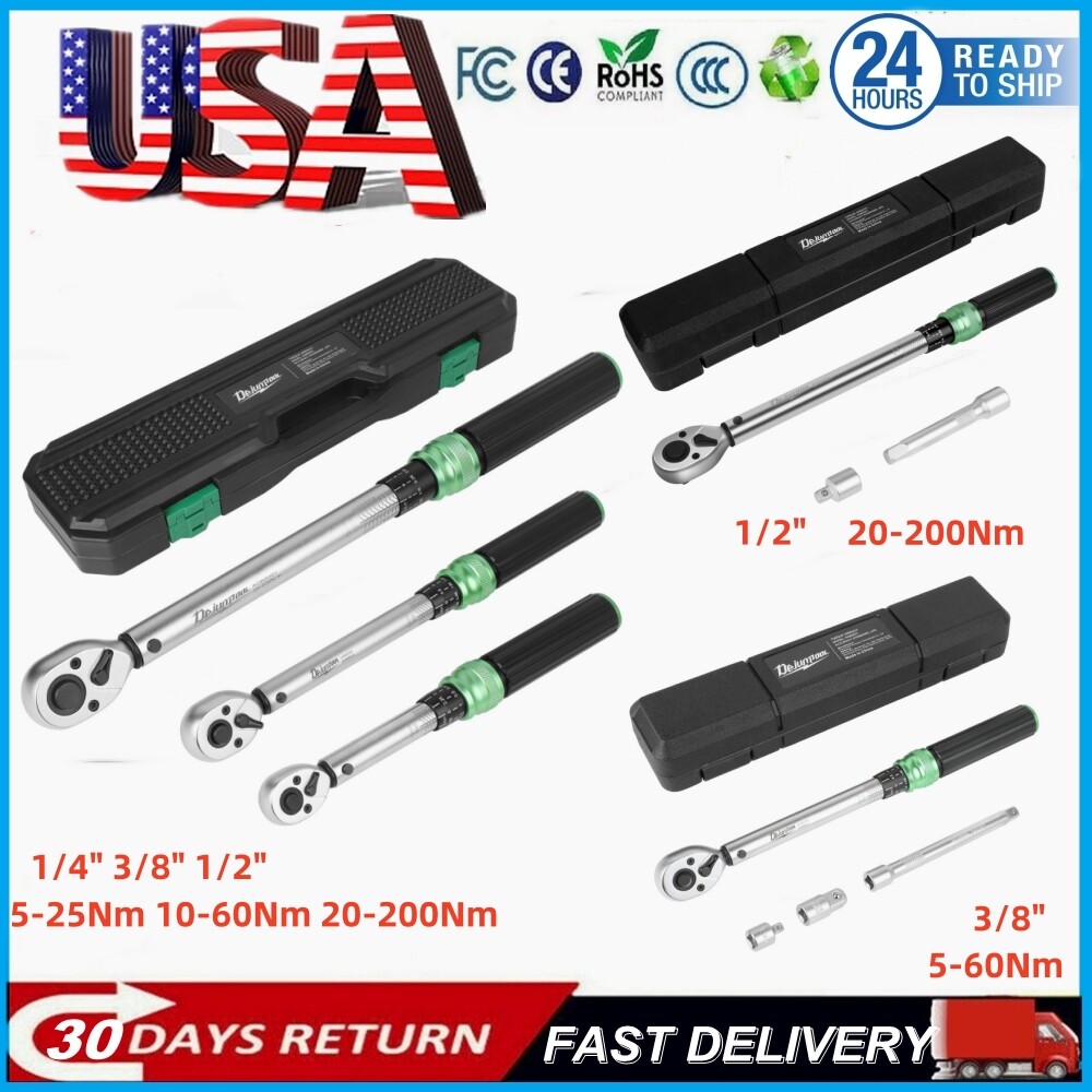 3/8" 1/2" 1/4" Torque Wrench Snap Socket Professional Drive Click Ratcheting