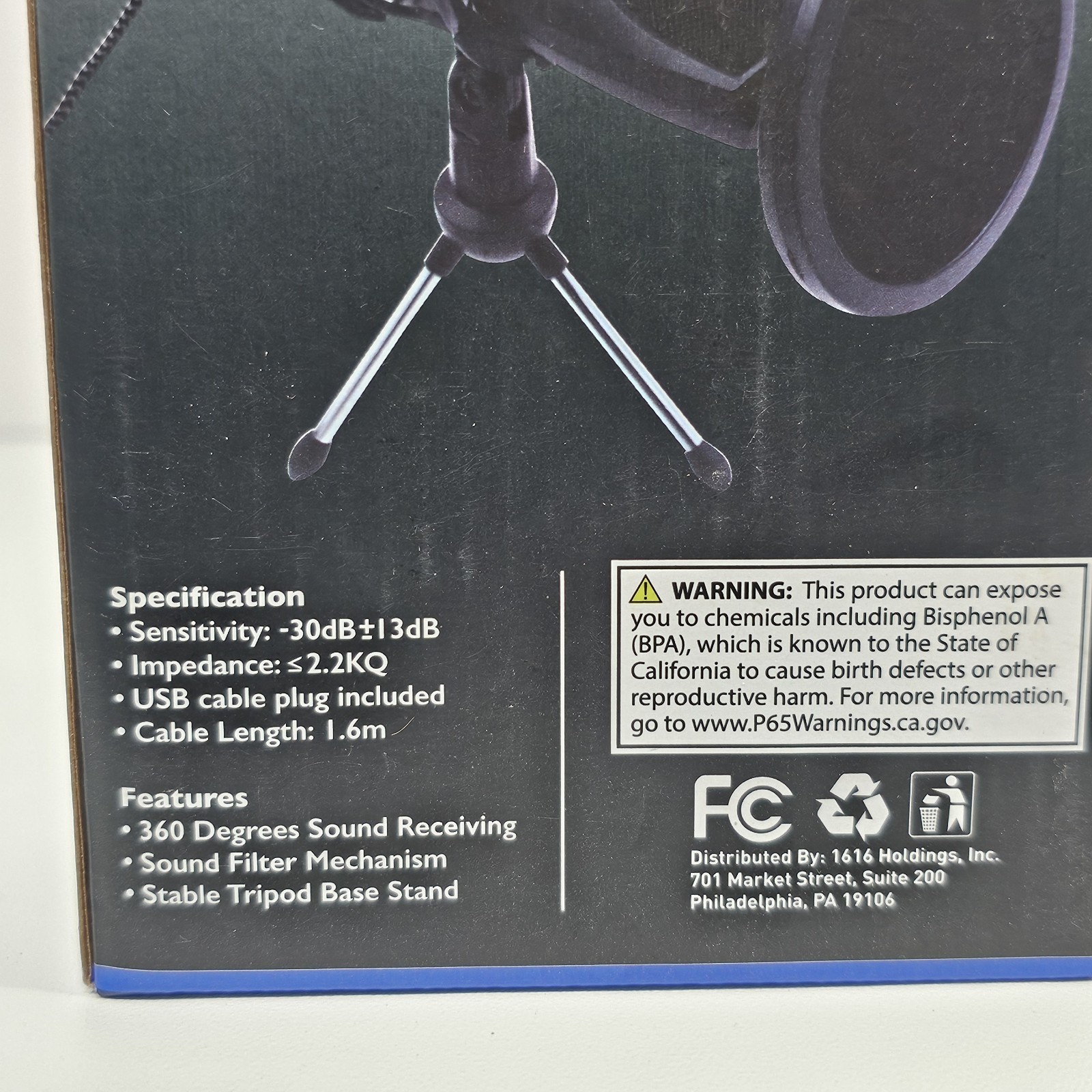 Portable USB Microphone with Pop Filter & Stand | Multi-System Compatible | NIB