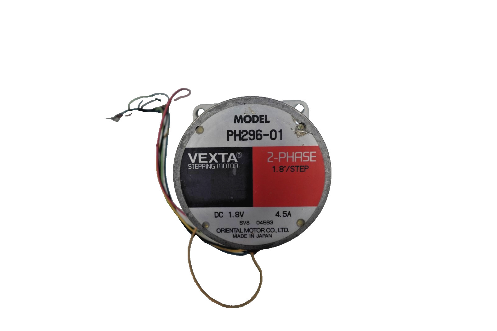 Vexta PH296-01 Stepper Motor 2 PH 1/8" Step 1.8Vdc 4.5A
