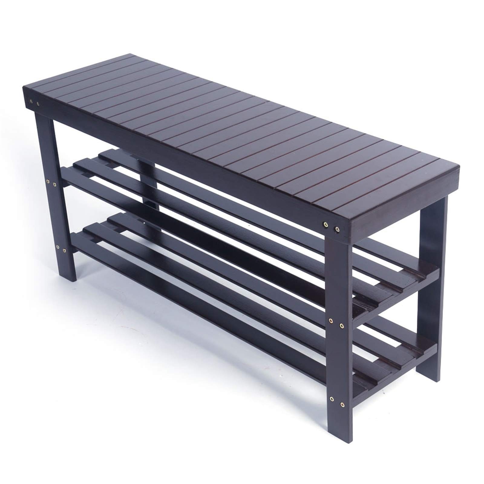 NALLBEIRRAA 3 Tier Bamboo Shoe Rack Bench, Premium Organizer or Large, Coffee