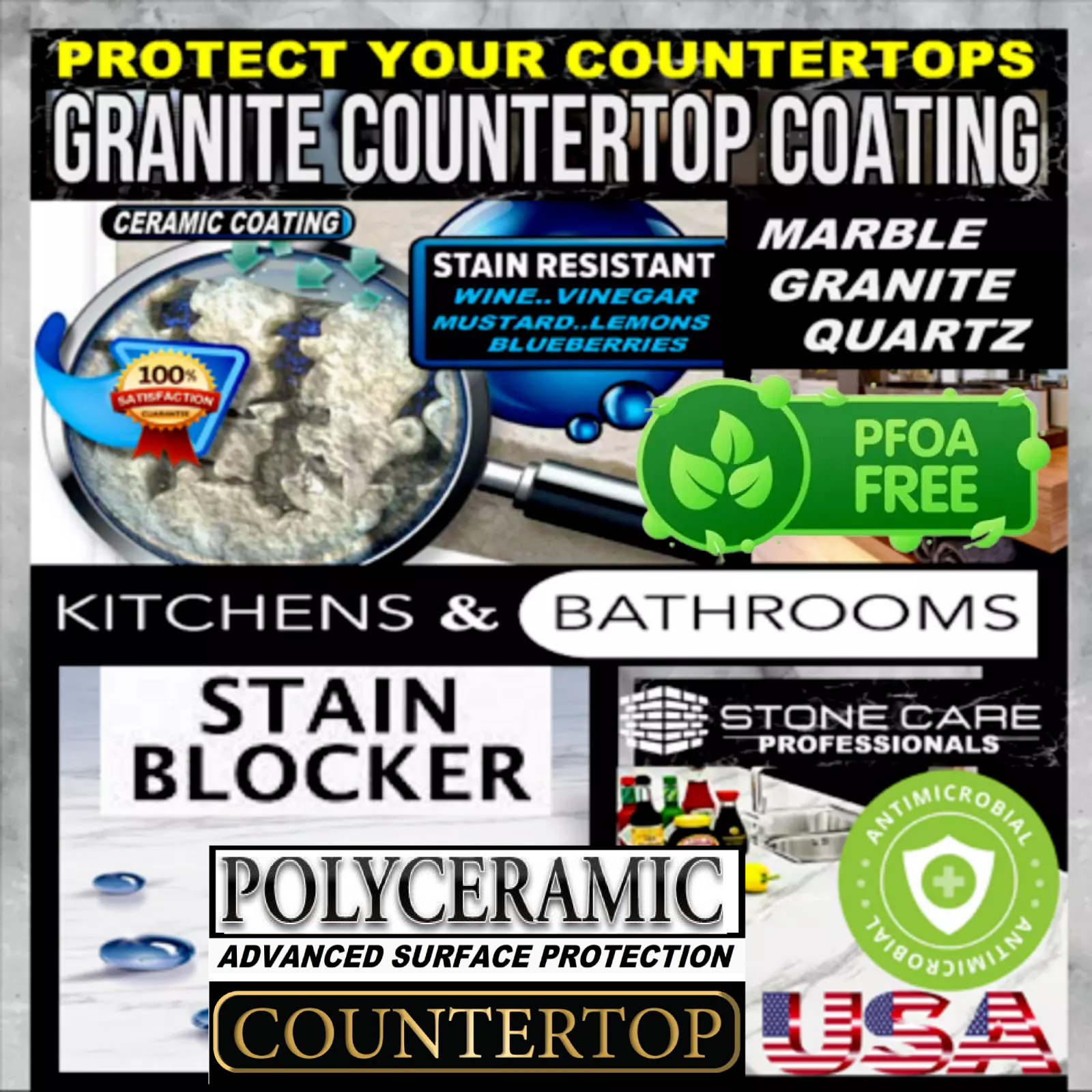 STONE SEALER POLYCERAMIC CLEAR COATING FOR BEST ETCH & STAIN RESISTANT