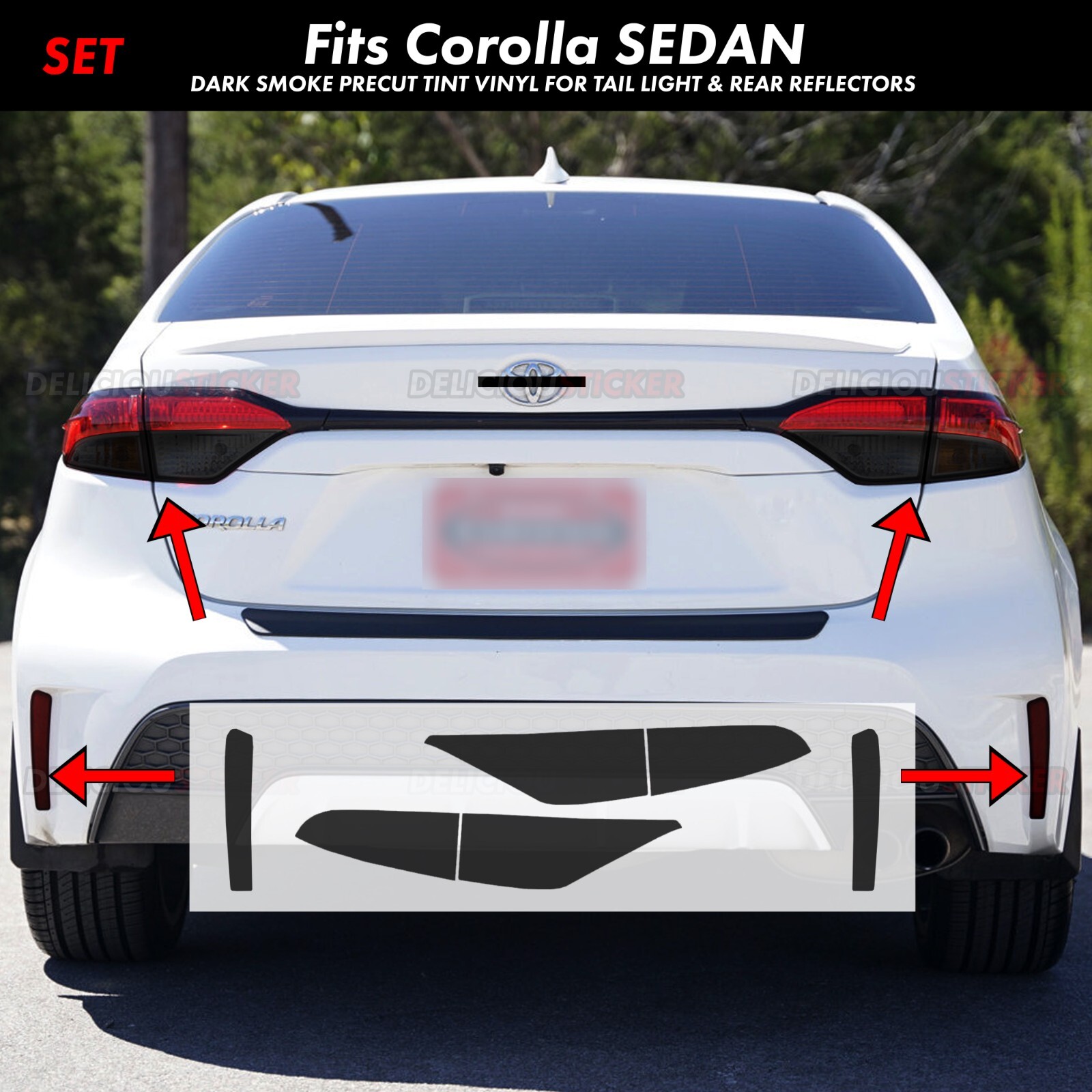 For 2020-2025 Corolla Sedan Smoke Tail Light Rear Reflectors Overlay Tint Vinyl