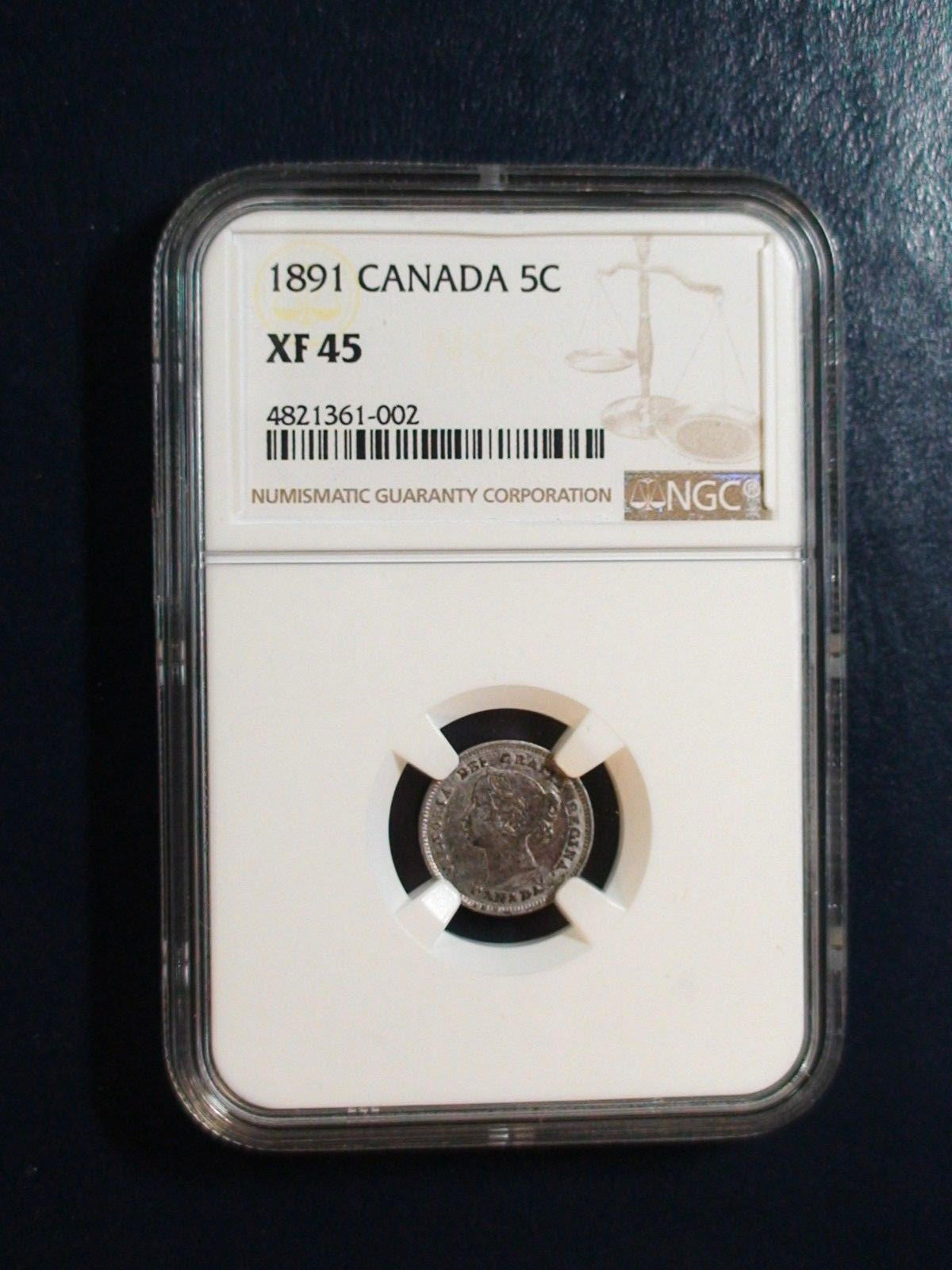 1891 Canada Five Cents NGC XF45 SILVER 5C Coin BUY IT NOW!