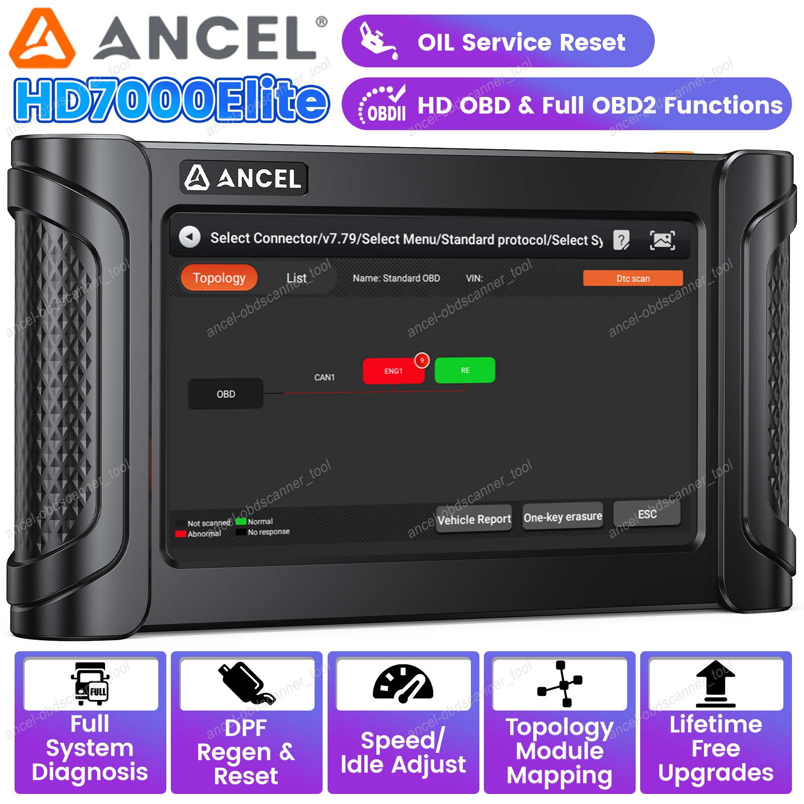 ANCEL HD7000 Elite Diesel Heavy Duty Truck Scanner DPF Regen Fit For Volvo Fuso