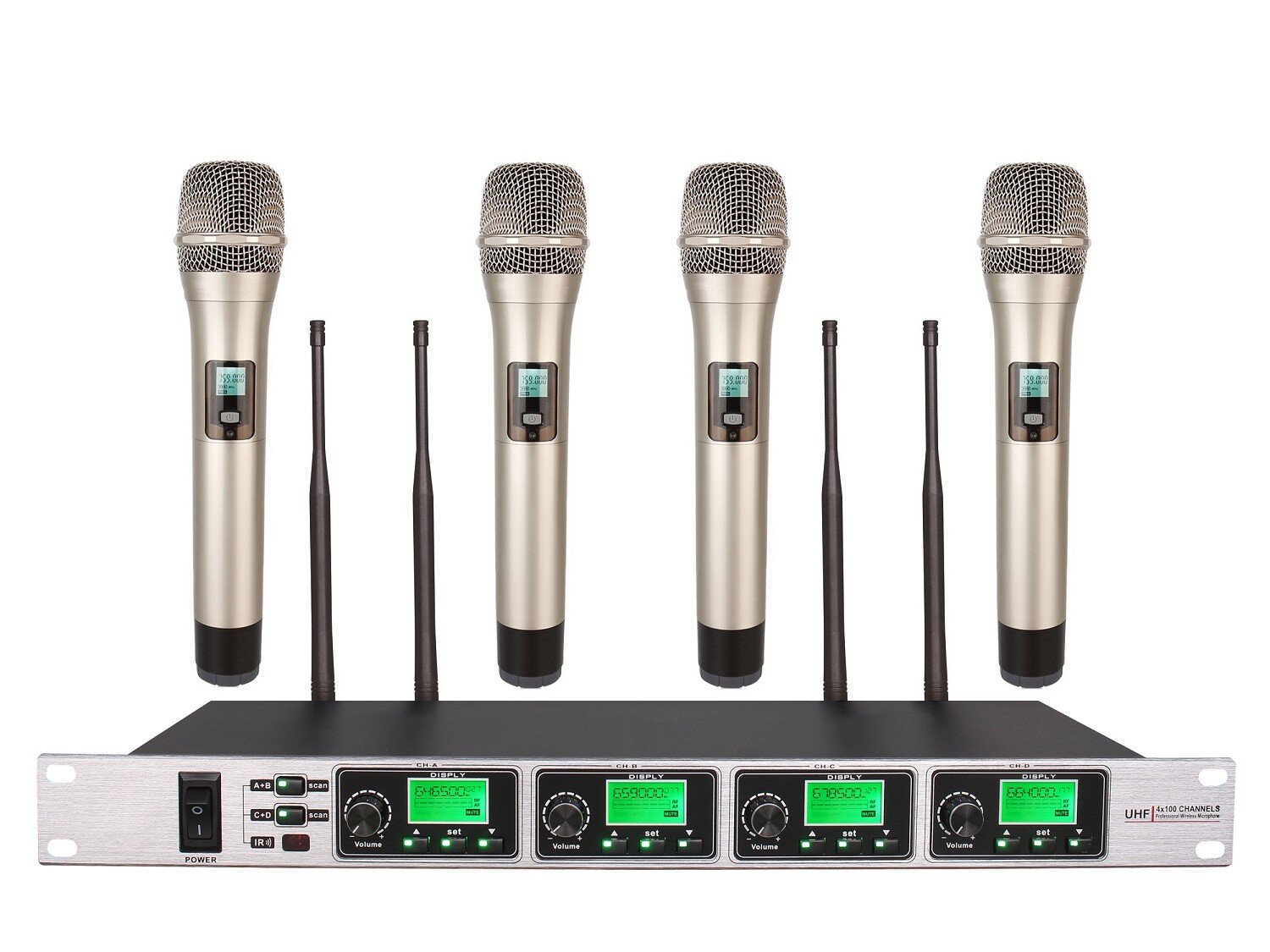 4 Channel Professional Wireless Microphone System for Shure sm58 Cordless Vocal