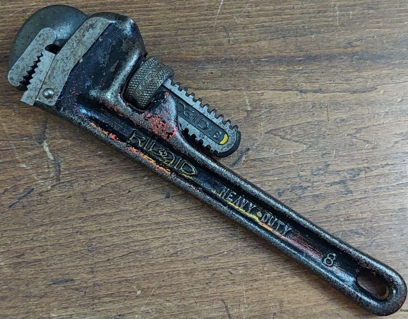 Vtg RIDGID Tools USA Ridge Tool Co. Elyria Ohio ~ 8" Heavy Duty Pipe Wrench