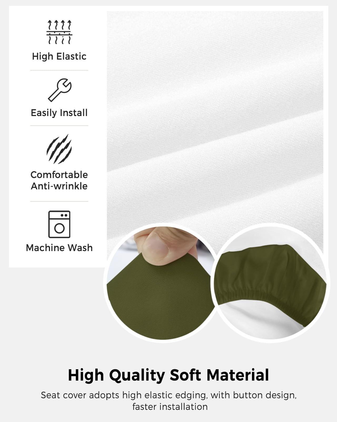 Office Chair Covers Stretchable Solid Color Dark Olive Green Split Computer D...