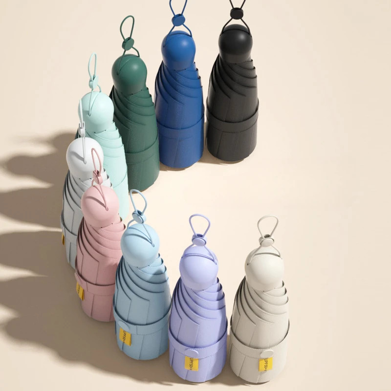 Folding Mini Umbrella Pocket Five Fold UV Protection Sun Rain Capsule Style