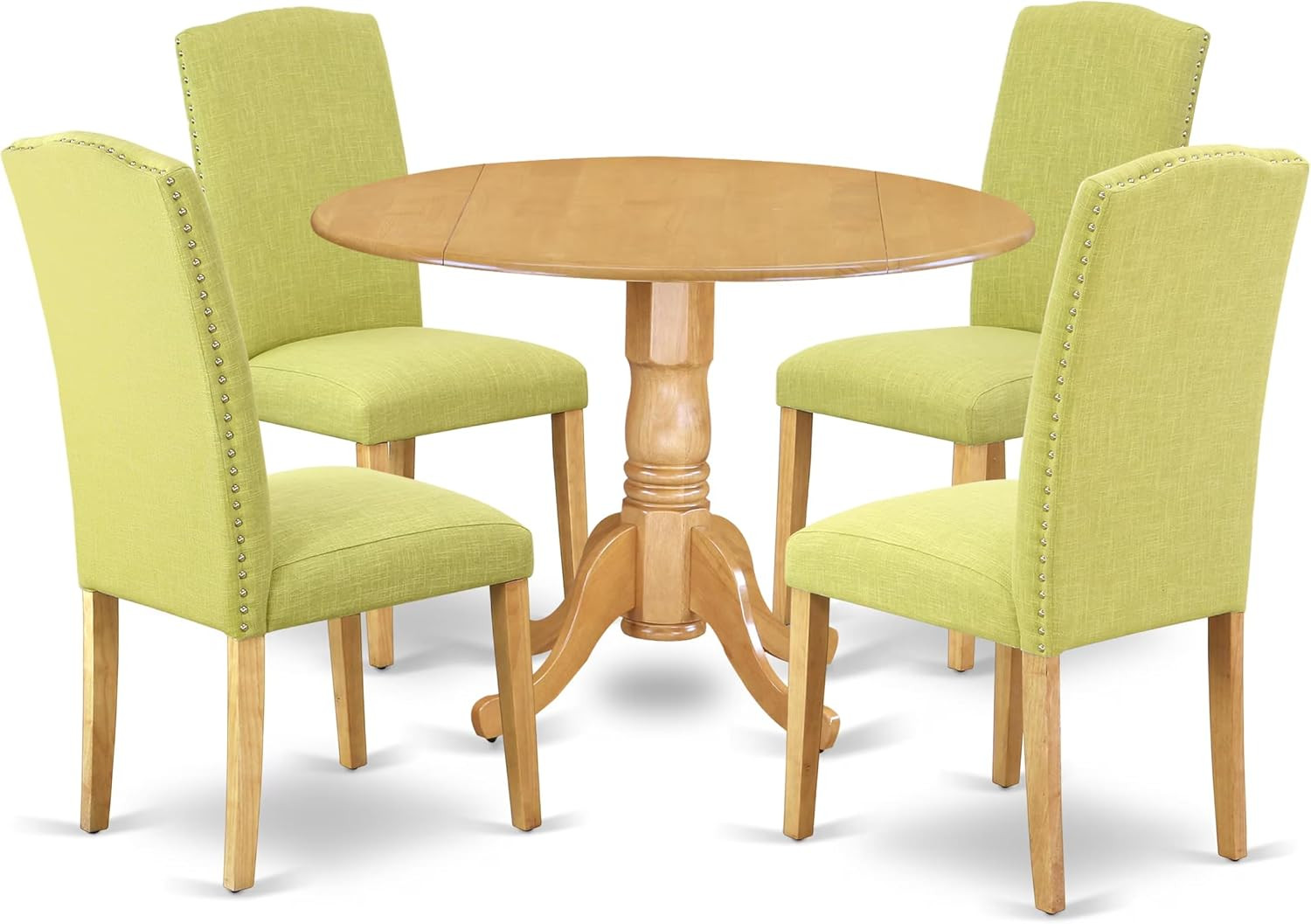 DLEN5-OAK-07 5 Piece Kitchen Table & Chairs Set Includes a round Dining Table wi