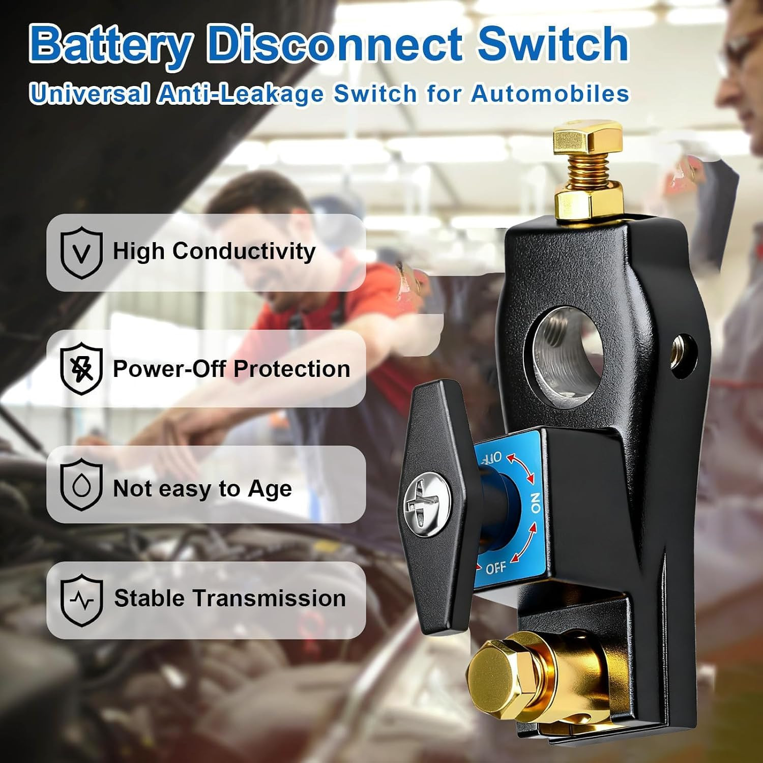 Top Post Battery Disconnect Switch 12V-48V Battery Kill Switch Negative On/Off B