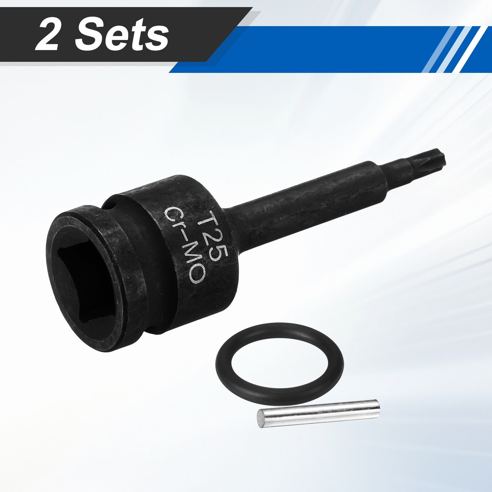 2pcs 1/2" Drive Torx Bit Socket T25 Impact 6 Point Star Bit Sockets CR-MO Steel,