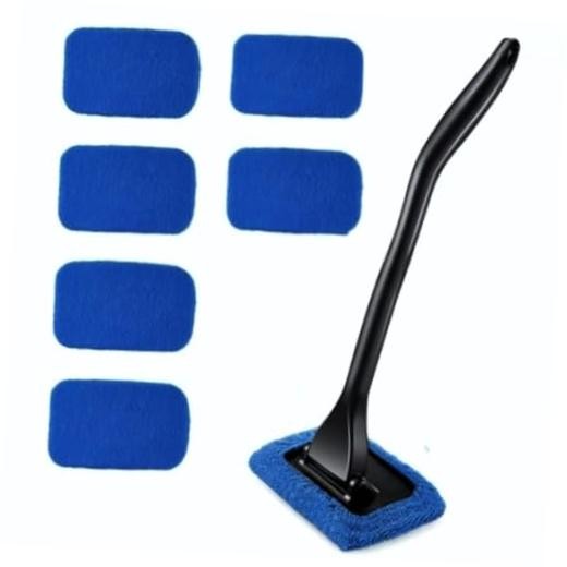 6PCS Windshield Cleaning Tool Car Window Cleaner with 5 Reusable and blue