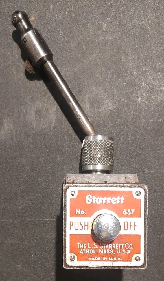 Starrett Magnetic Base No. 657 w/ Fine Tune Post Machinist Tools USA