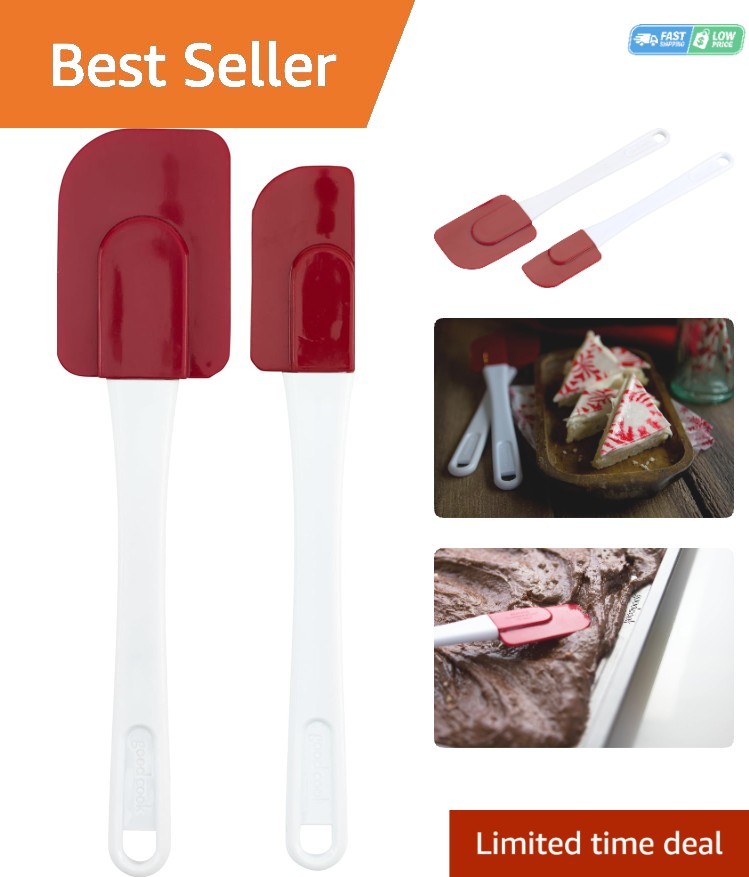 Classic Silicone Spatula Set - 2-Pack, Flexible and Stain Resistant for Baking